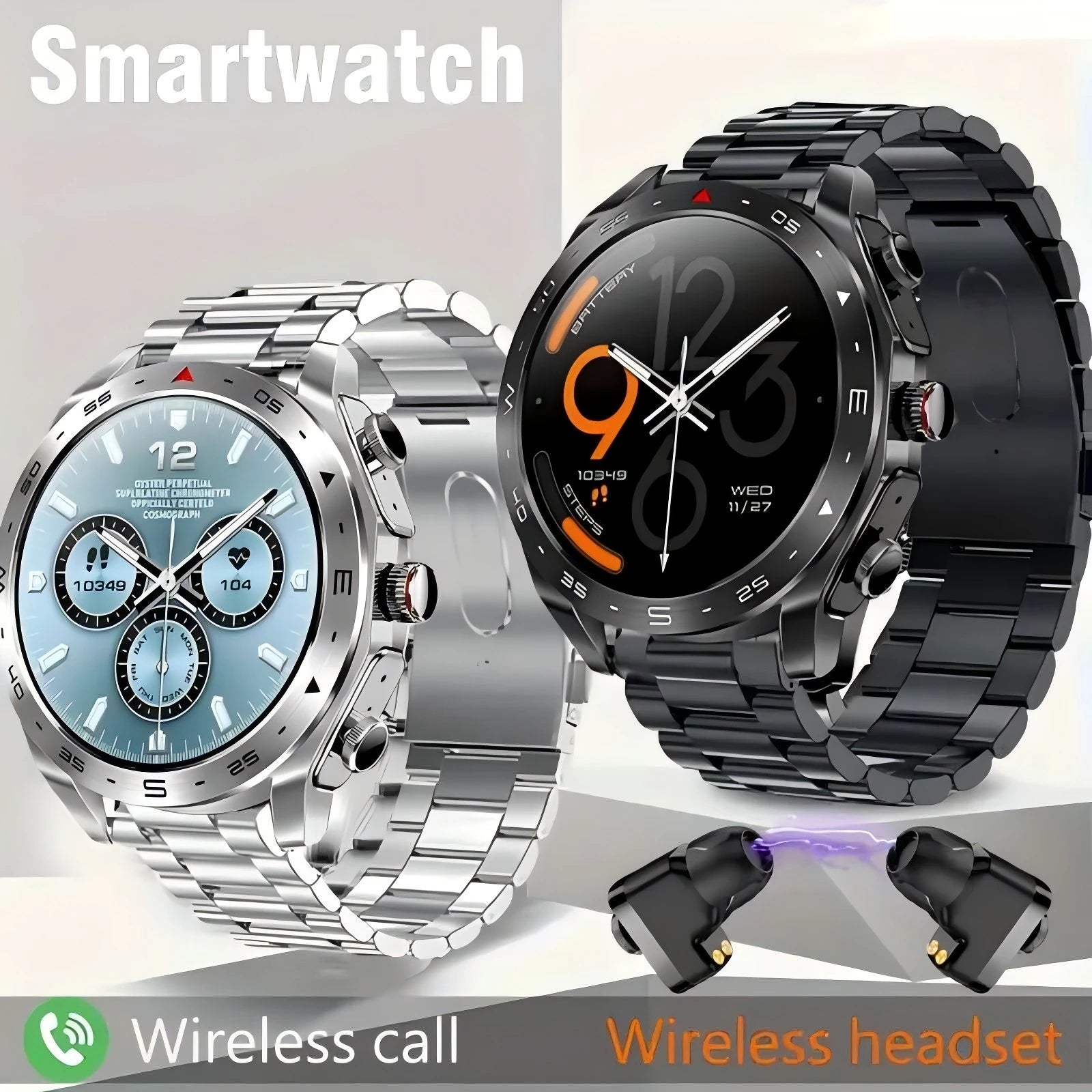 2025 New Smart Watch TWS 2-in-1 Bluetooth Earphones HIFI Sound Quality GPS Heart Rate  Bluetooth Call For Men Women Smartwatches