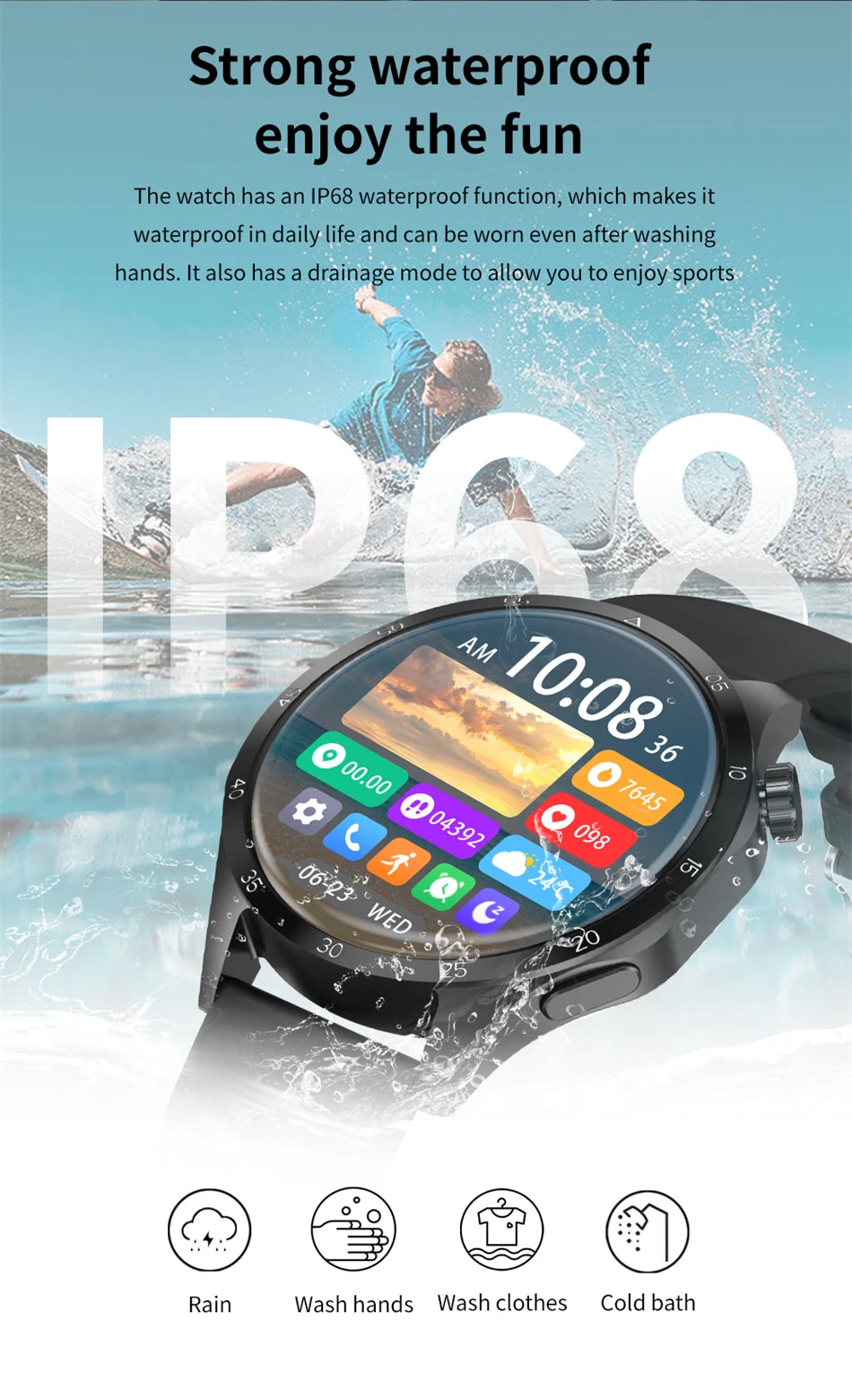 360*360 AMOLED Screen 2025 New GPS NFC Smart Watch Men Man Smartwatch Heart rate Bluetooth Call IP67 Waterproof For Android IOS