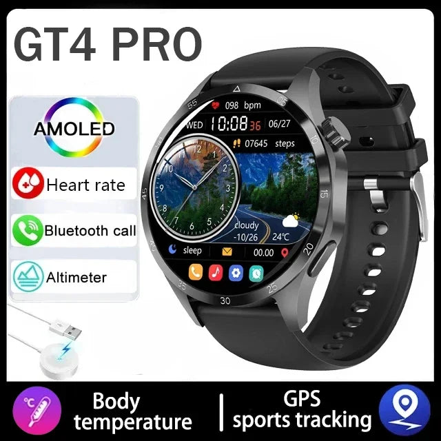 360*360 AMOLED Screen 2025 New GPS NFC Smart Watch Men Man Smartwatch Heart rate Bluetooth Call IP67 Waterproof For Android IOS