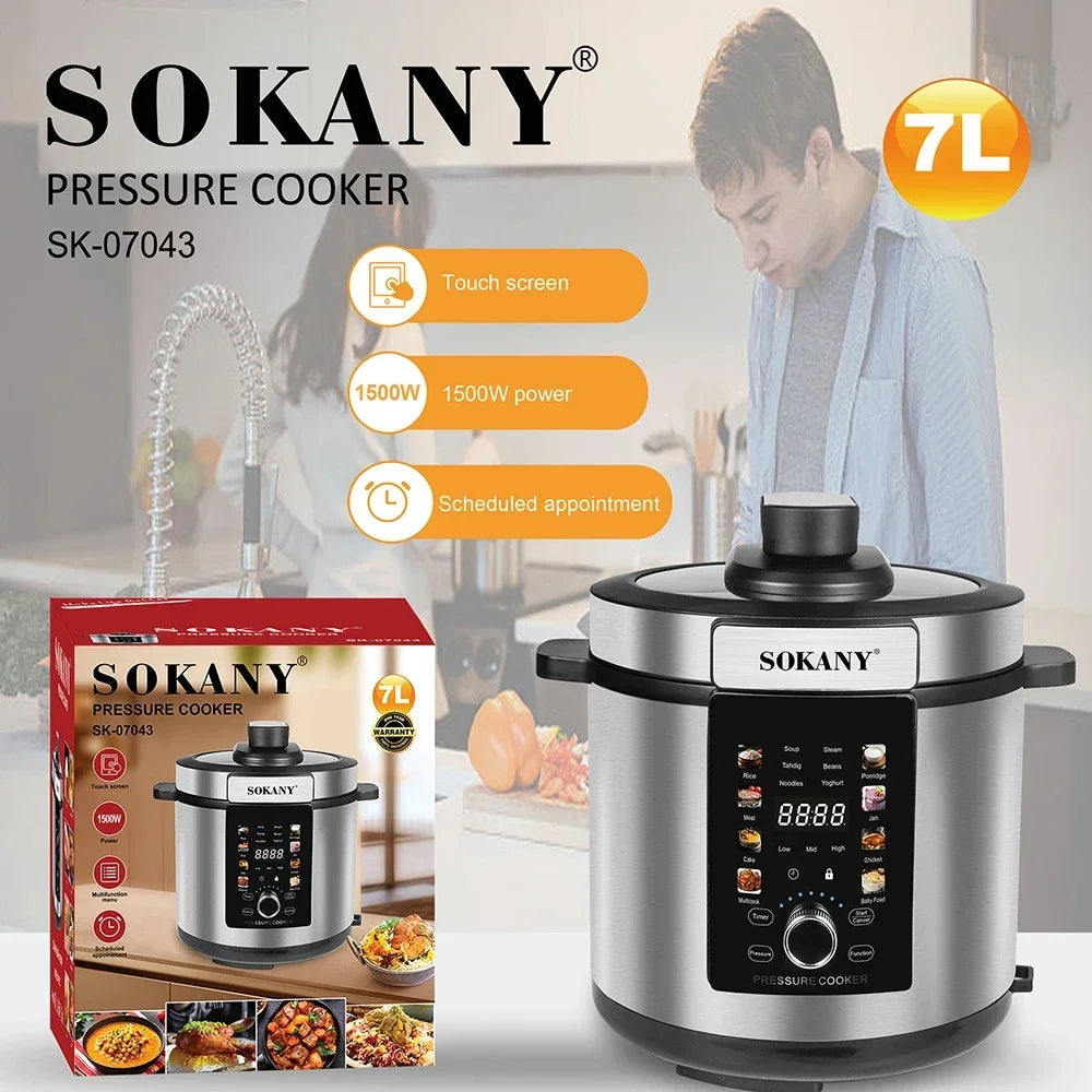 Stainless Steel Digital Pot, Multi-function Automatic Electric Pressure, Intelligent Slow Cooking, Household Appliances