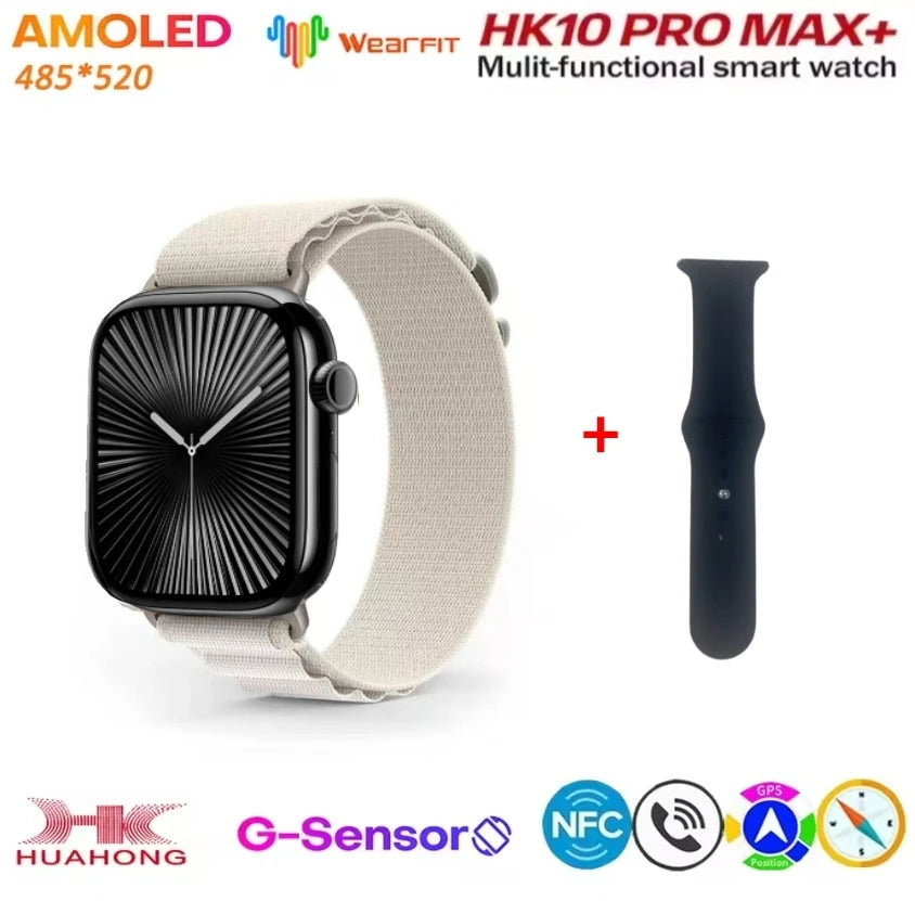 HK10 Pro Max AMOLED smartwatch 1GB ROM NFC Bluetooth 46mm local music recording men's and women's smartwatches Sersies