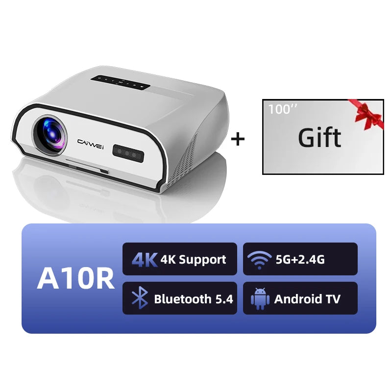 CAIWEI A10R Projector 4k Android for Home Full HD 1080P Auto Focus Wifi 6 3500 ANSI Smart TV Portable Beam projetores no brasil