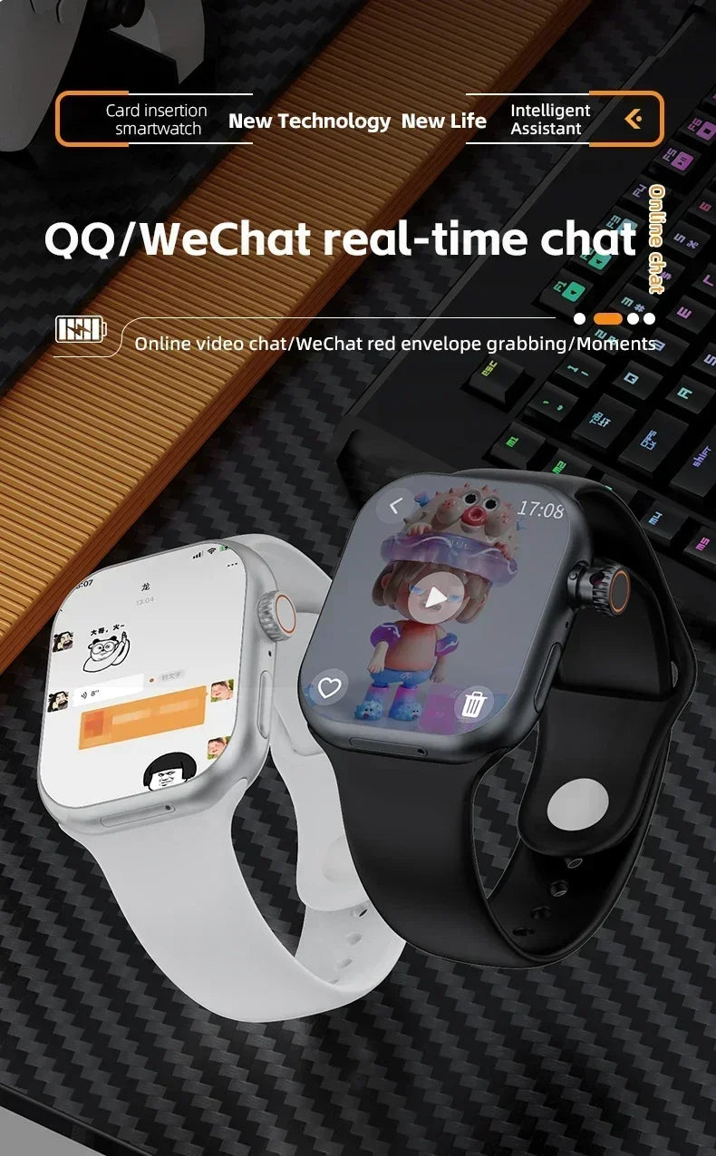 2025 CD20 Smartwatch: 2.29" AMOLED Display, SIM Card & WiFi Call, GPS, 180° Rotatable Camera for Video Calls