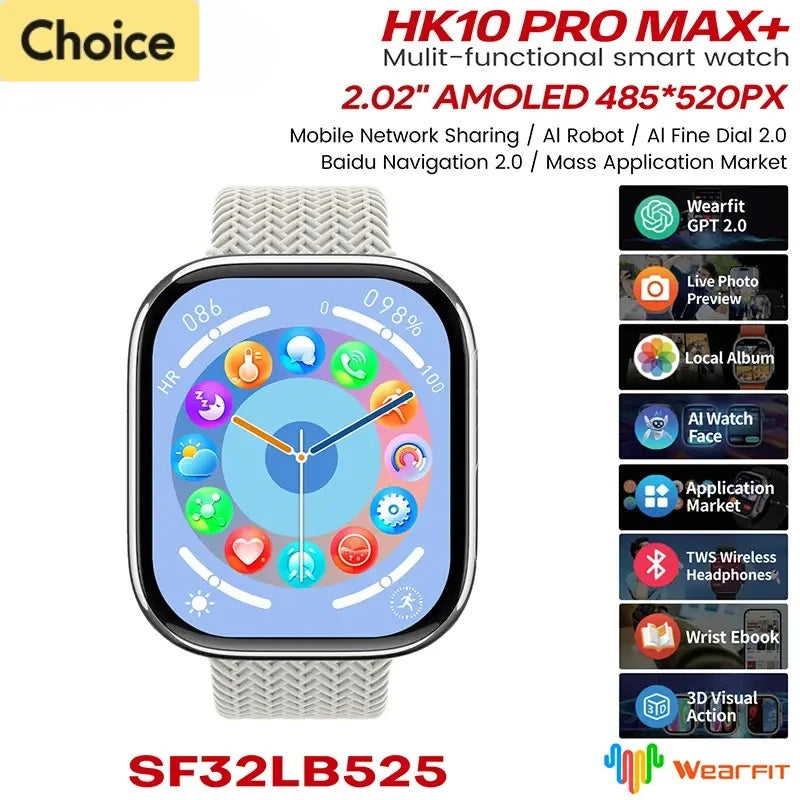 HK10 Pro Max AMOLED smartwatch 1GB ROM NFC Bluetooth 46mm local music recording men's and women's smartwatches Sersies