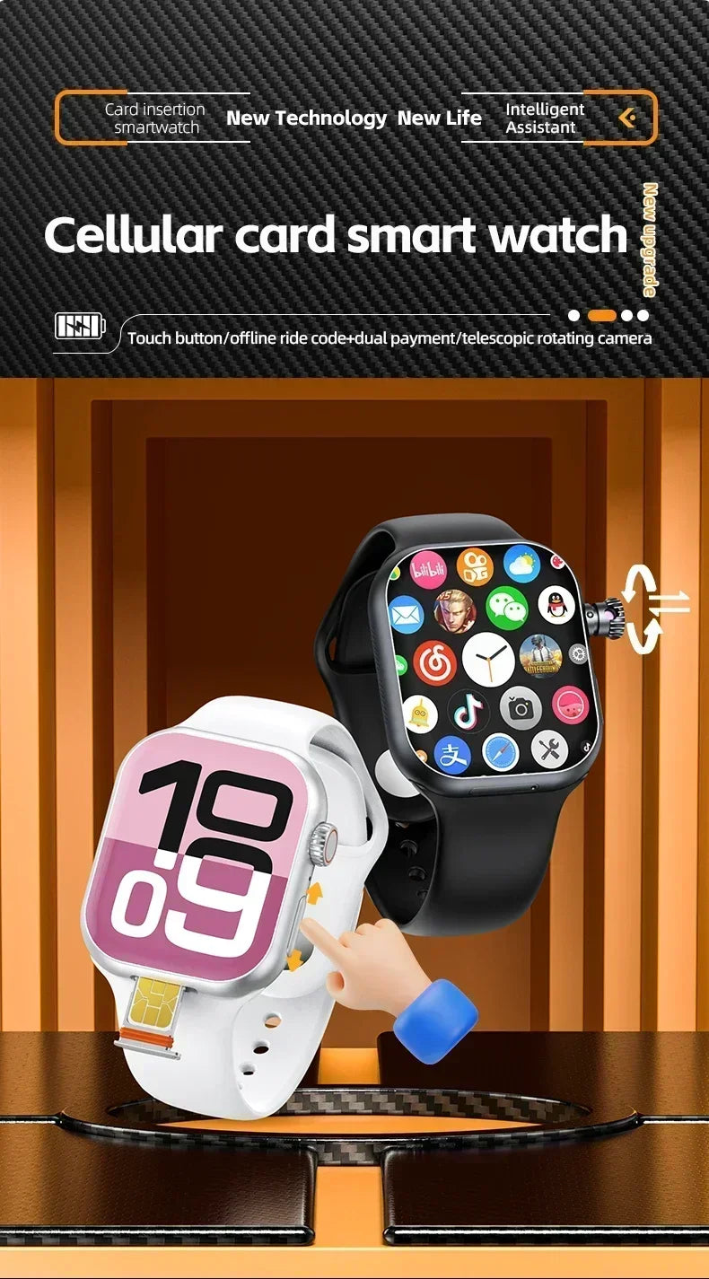 2025 CD20 Smartwatch: 2.29" AMOLED Display, SIM Card & WiFi Call, GPS, 180° Rotatable Camera for Video Calls