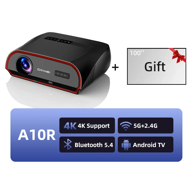 CAIWEI A10R Projector 4k Android for Home Full HD 1080P Auto Focus Wifi 6 3500 ANSI Smart TV Portable Beam projetores no brasil