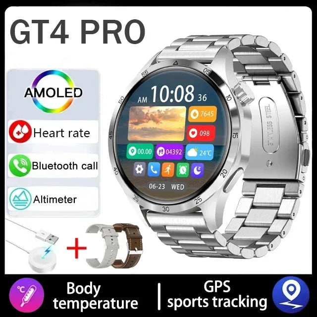 360*360 AMOLED Screen 2025 New GPS NFC Smart Watch Men Man Smartwatch Heart rate Bluetooth Call IP67 Waterproof For Android IOS