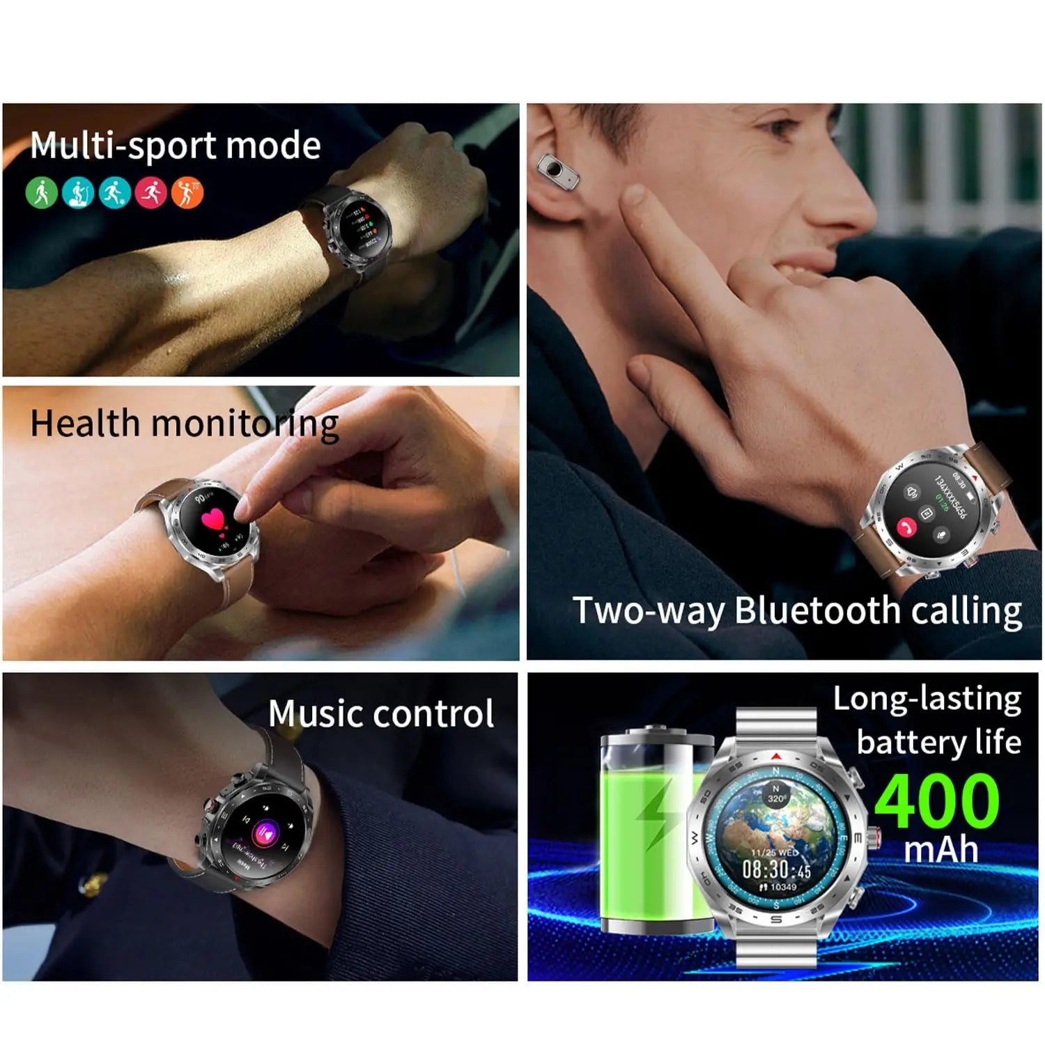 2025 New Smart Watch TWS 2-in-1 Bluetooth Earphones HIFI Sound Quality GPS Heart Rate  Bluetooth Call For Men Women Smartwatches