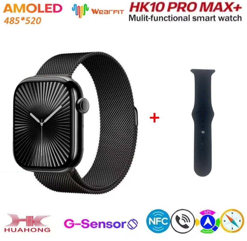 HK10 Pro Max AMOLED smartwatch 1GB ROM NFC Bluetooth 46mm local music recording men's and women's smartwatches Sersies