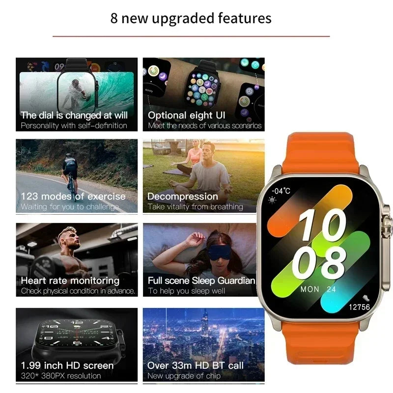 2025 Original T800 Ultra Smart Watch 1.9inch Bluetooth Call IWO Series 8 Men Women Sports Smartwatch For IOS Android