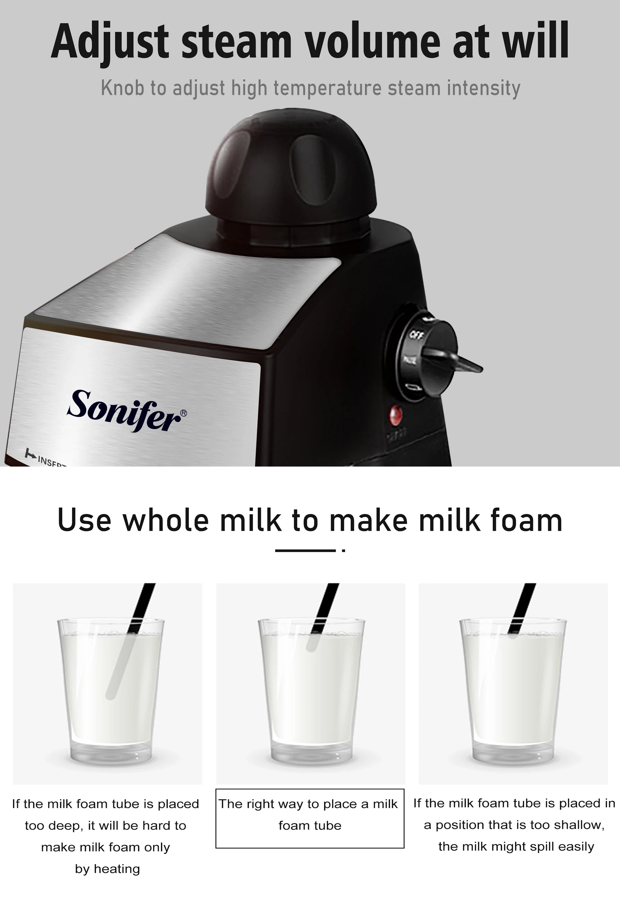 Italian Expresso Coffee Machine Dolce Milk Frother Home Appliances Electric Foam Cappuccino Coffee Maker Semi Automatic Sonifer