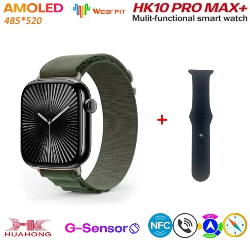 HK10 Pro Max AMOLED smartwatch 1GB ROM NFC Bluetooth 46mm local music recording men's and women's smartwatches Sersies