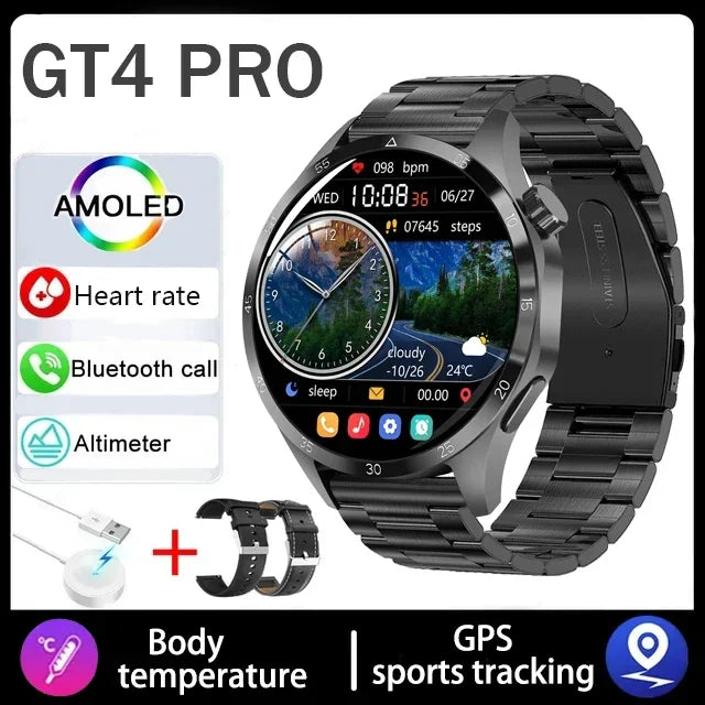 360*360 AMOLED Screen 2025 New GPS NFC Smart Watch Men Man Smartwatch Heart rate Bluetooth Call IP67 Waterproof For Android IOS
