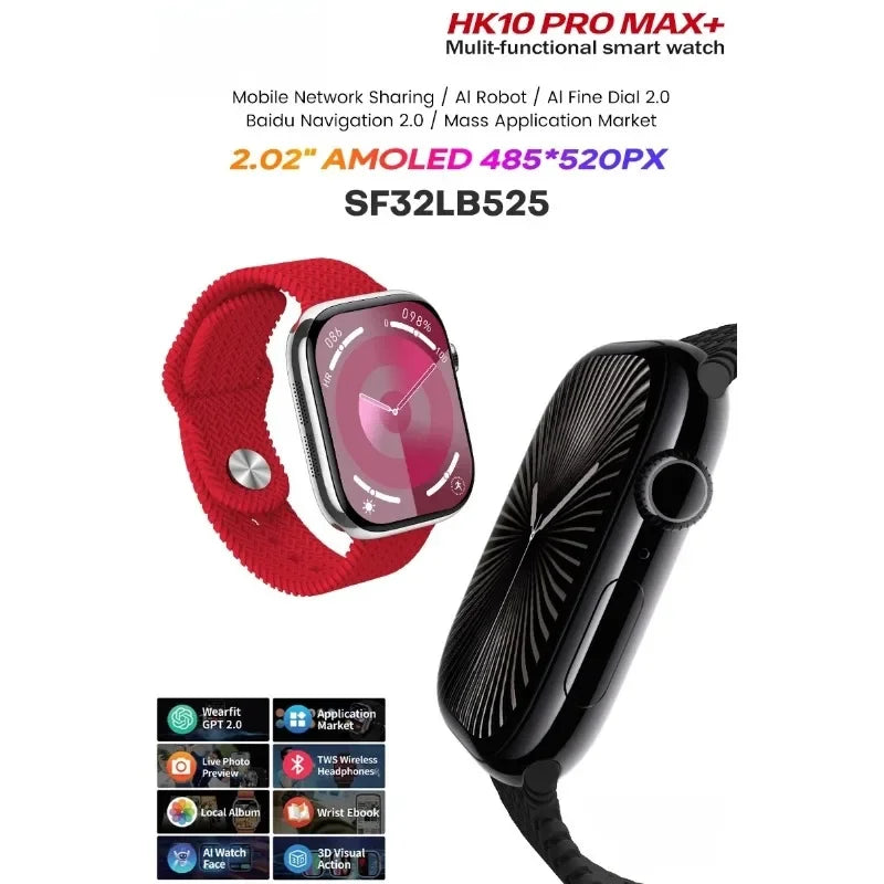 HK10 Pro Max AMOLED smartwatch 1GB ROM NFC Bluetooth 46mm local music recording men's and women's smartwatches Sersies