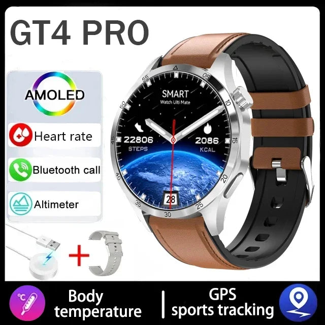 360*360 AMOLED Screen 2025 New GPS NFC Smart Watch Men Man Smartwatch Heart rate Bluetooth Call IP67 Waterproof For Android IOS
