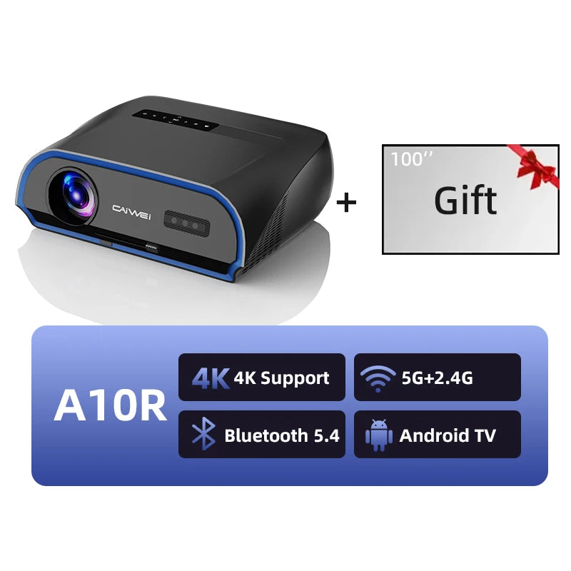 CAIWEI A10R Projector 4k Android for Home Full HD 1080P Auto Focus Wifi 6 3500 ANSI Smart TV Portable Beam projetores no brasil