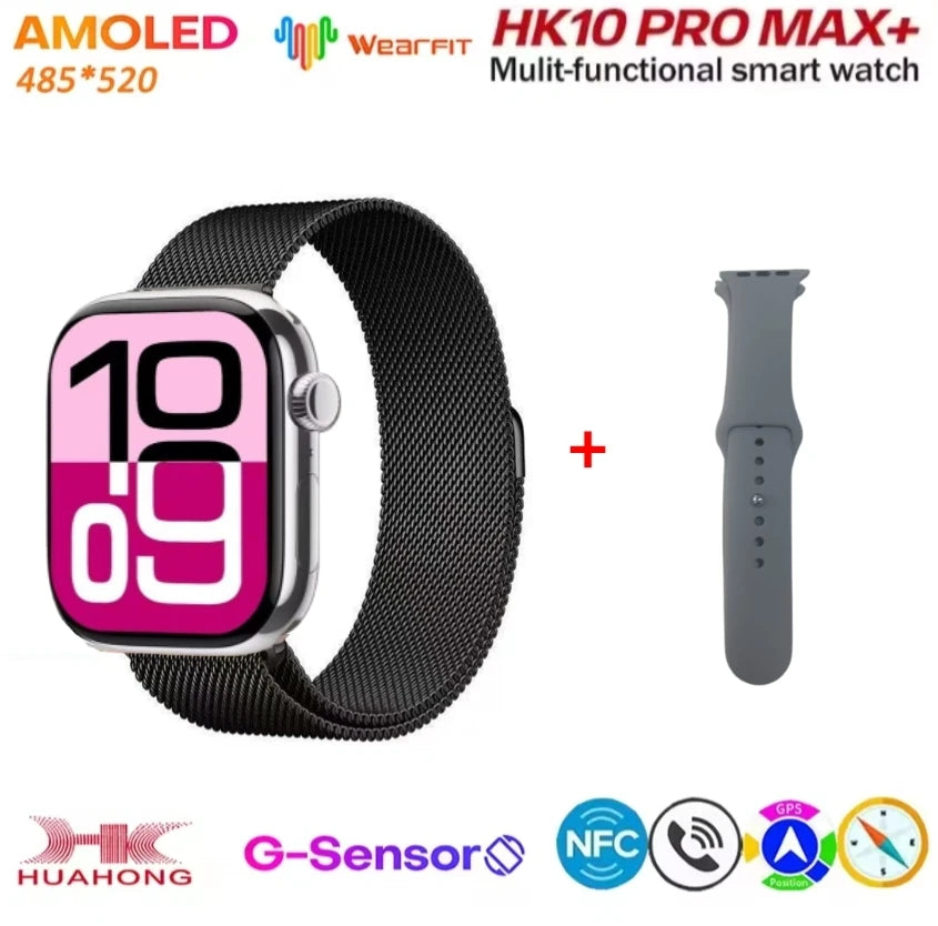 HK10 Pro Max AMOLED smartwatch 1GB ROM NFC Bluetooth 46mm local music recording men's and women's smartwatches Sersies