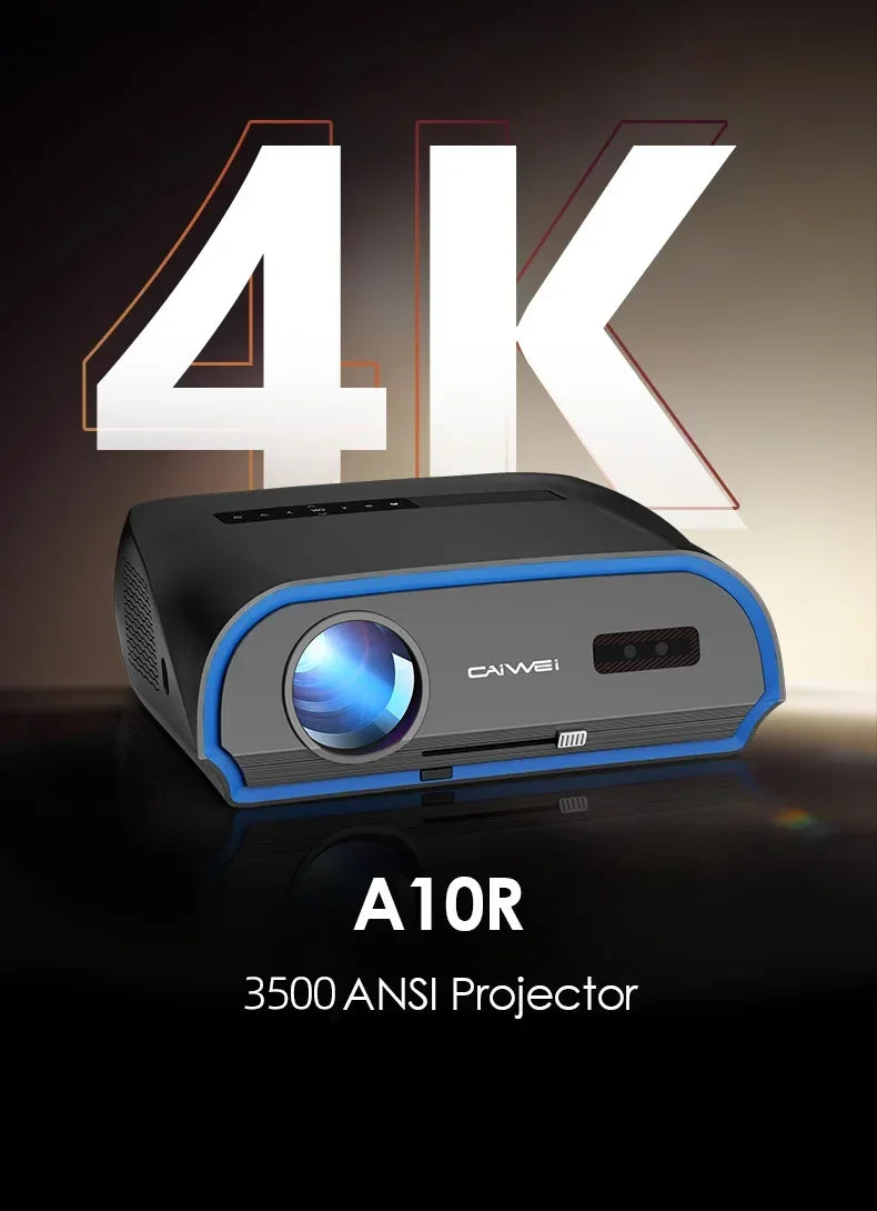CAIWEI A10R Projector 4k Android for Home Full HD 1080P Auto Focus Wifi 6 3500 ANSI Smart TV Portable Beam projetores no brasil