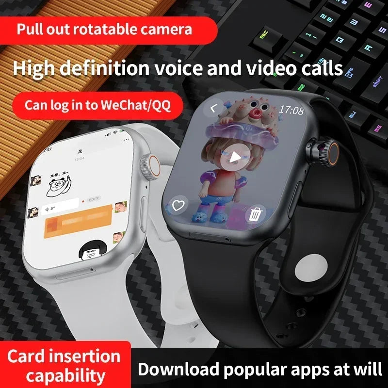 2025 CD20 Smartwatch: 2.29" AMOLED Display, SIM Card & WiFi Call, GPS, 180° Rotatable Camera for Video Calls