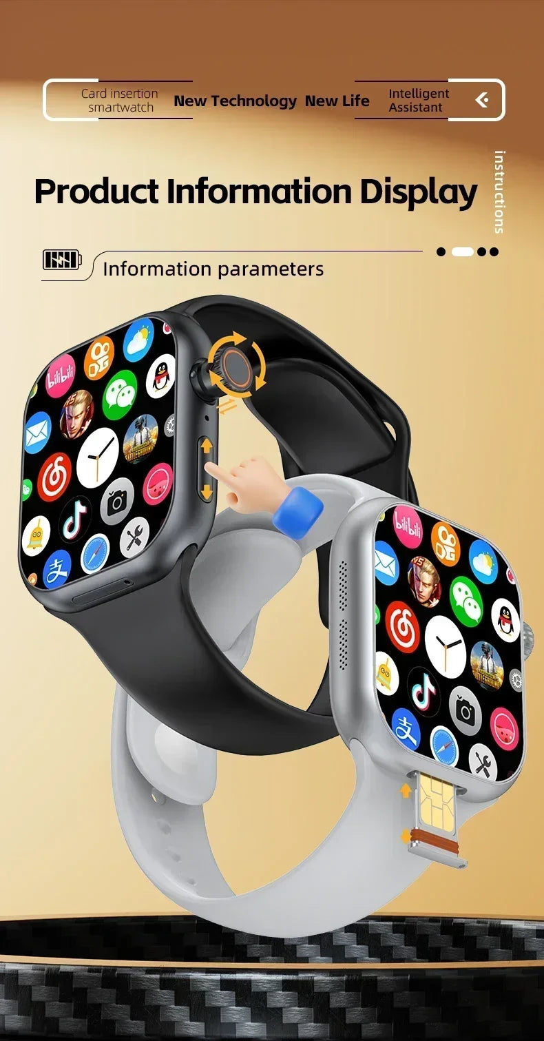 2025 CD20 Smartwatch: 2.29" AMOLED Display, SIM Card & WiFi Call, GPS, 180° Rotatable Camera for Video Calls