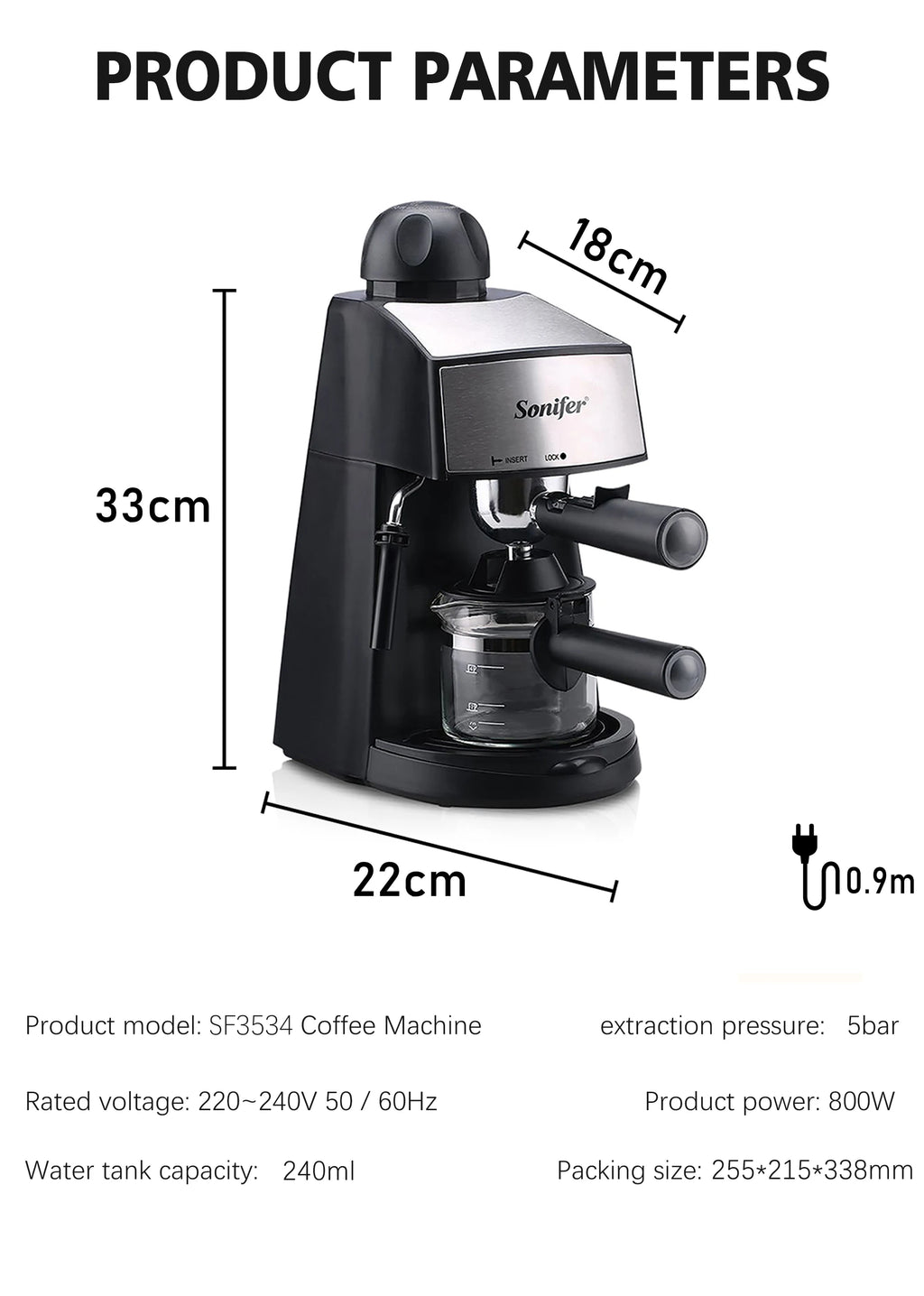 Italian Expresso Coffee Machine Dolce Milk Frother Home Appliances Electric Foam Cappuccino Coffee Maker Semi Automatic Sonifer