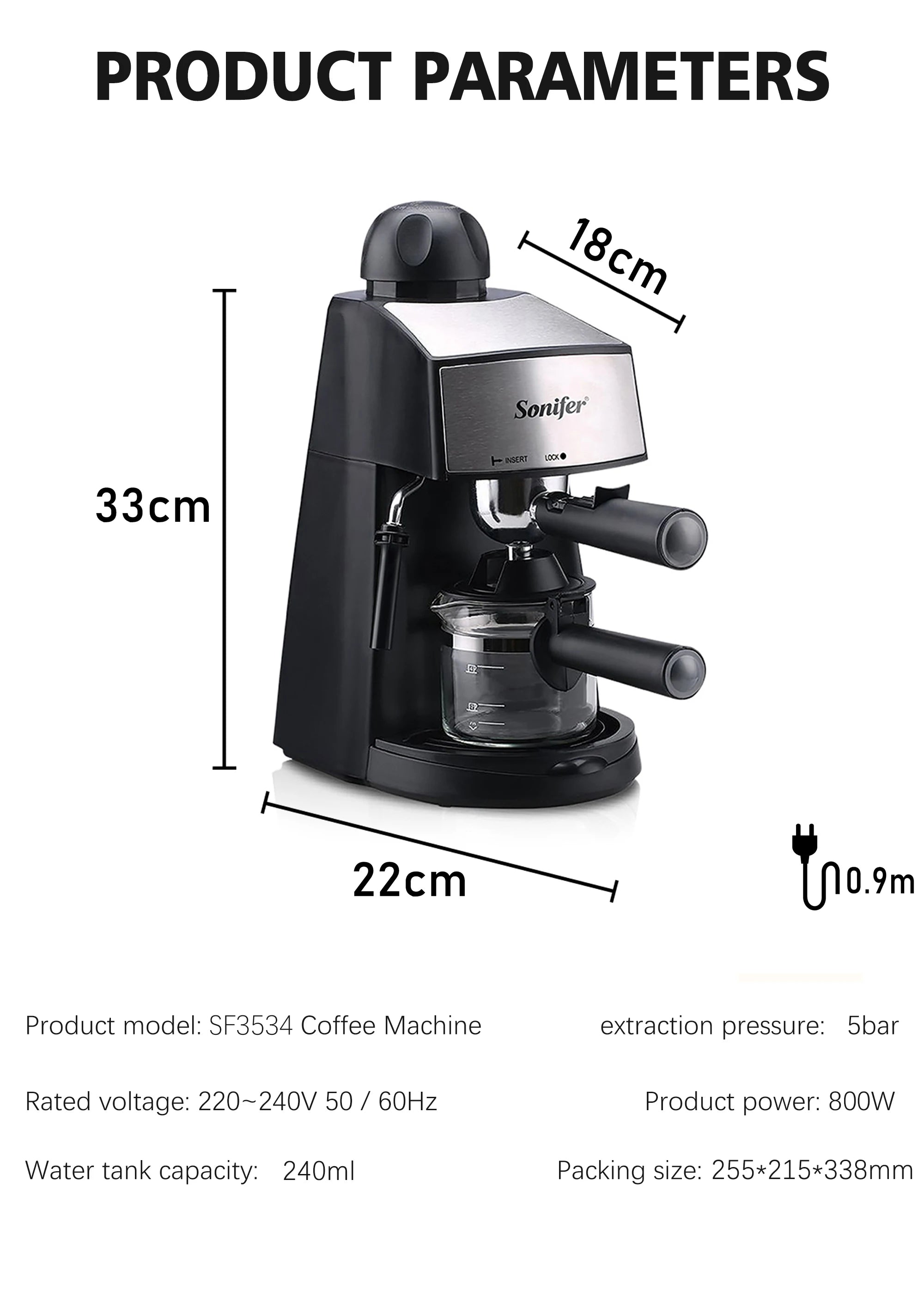 Italian Expresso Coffee Machine Dolce Milk Frother Home Appliances Electric Foam Cappuccino Coffee Maker Semi Automatic Sonifer