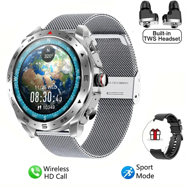 2025 New Smart Watch TWS 2-in-1 Bluetooth Earphones HIFI Sound Quality GPS Heart Rate  Bluetooth Call For Men Women Smartwatches