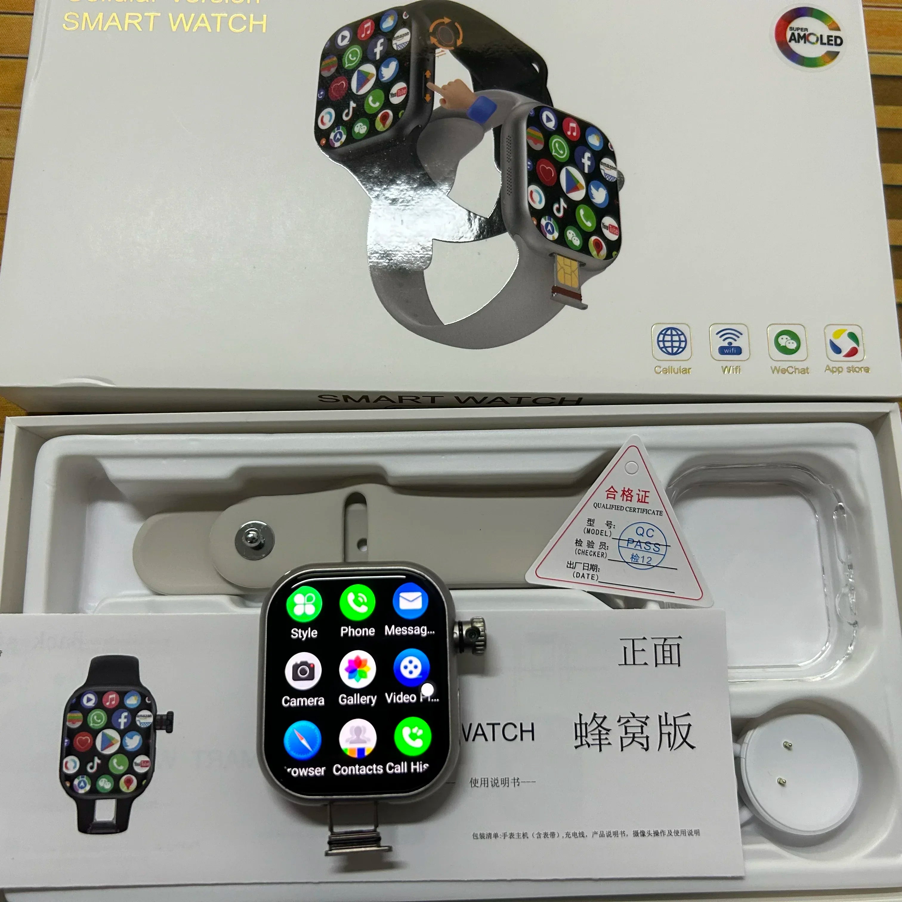2025 CD20 Smartwatch: 2.29" AMOLED Display, SIM Card & WiFi Call, GPS, 180° Rotatable Camera for Video Calls