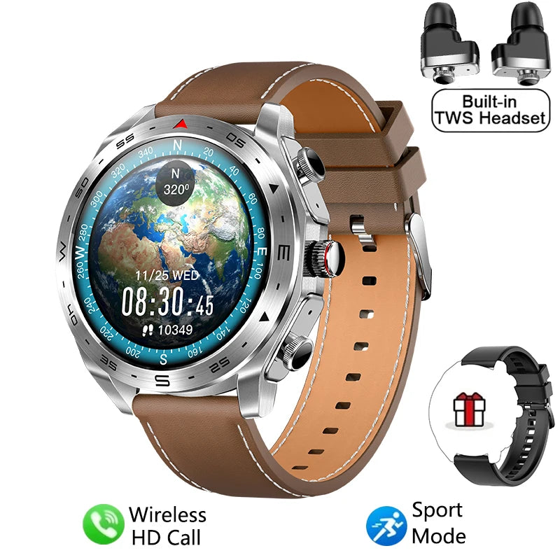 2025 New Smart Watch TWS 2-in-1 Bluetooth Earphones HIFI Sound Quality GPS Heart Rate  Bluetooth Call For Men Women Smartwatches