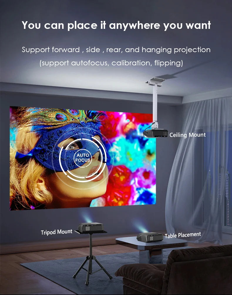 CAIWEI A10R Projector 4k Android for Home Full HD 1080P Auto Focus Wifi 6 3500 ANSI Smart TV Portable Beam projetores no brasil