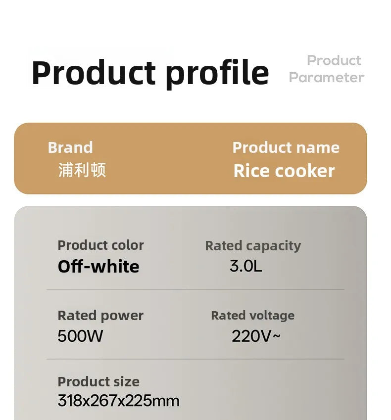 3L Electric Pressure Cooker Programmable Digital Multicooker Baby Food Rice Cooker Nonstick Inner Pot Safety Lock Slow Cooker