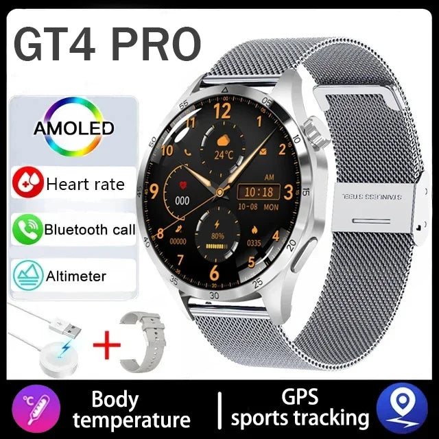 360*360 AMOLED Screen 2025 New GPS NFC Smart Watch Men Man Smartwatch Heart rate Bluetooth Call IP67 Waterproof For Android IOS