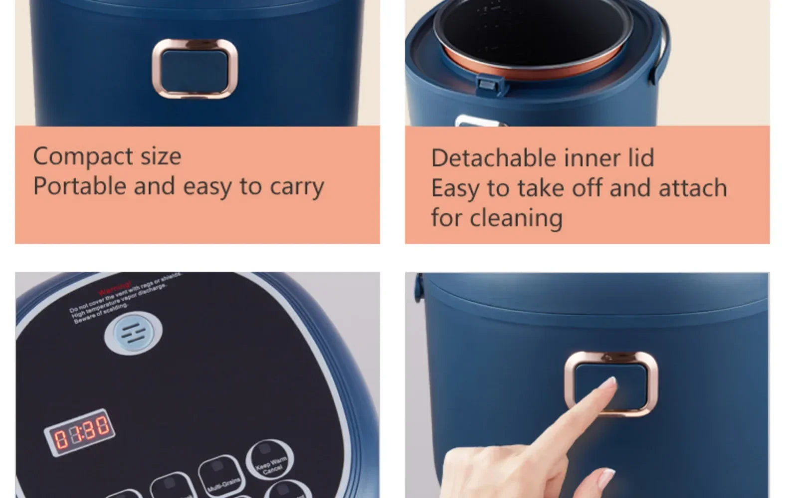 12V 24V 110V 220V 2L four voltage car home rice cooker van car rice cooker for travel global voltage use