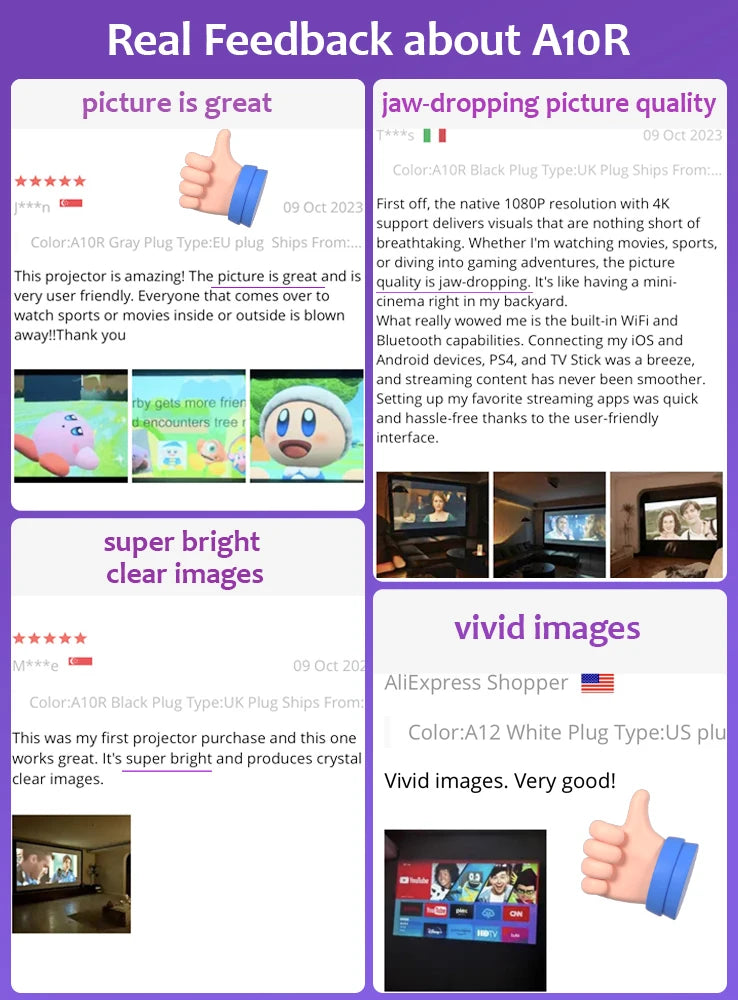 CAIWEI A10R Projector 4k Android for Home Full HD 1080P Auto Focus Wifi 6 3500 ANSI Smart TV Portable Beam projetores no brasil