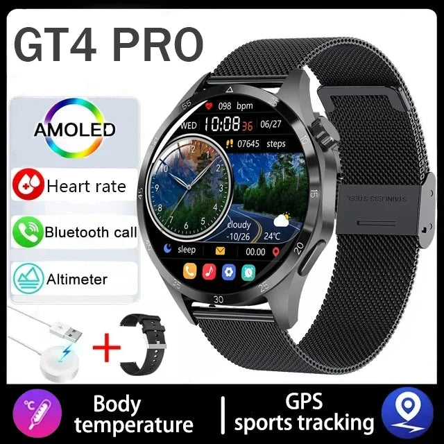 360*360 AMOLED Screen 2025 New GPS NFC Smart Watch Men Man Smartwatch Heart rate Bluetooth Call IP67 Waterproof For Android IOS
