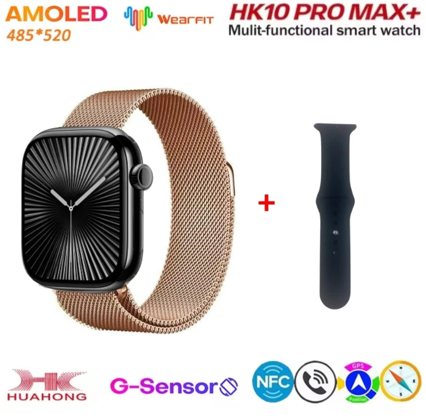 HK10 Pro Max AMOLED smartwatch 1GB ROM NFC Bluetooth 46mm local music recording men's and women's smartwatches Sersies
