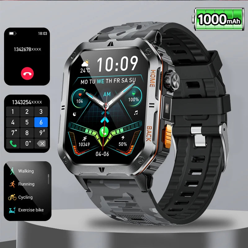 2025 Rugged Military GPS SmartWatch Men Bluetooth Call Health Monitoring AI Voice Sport Waterproof Smartwatches For Android Gift