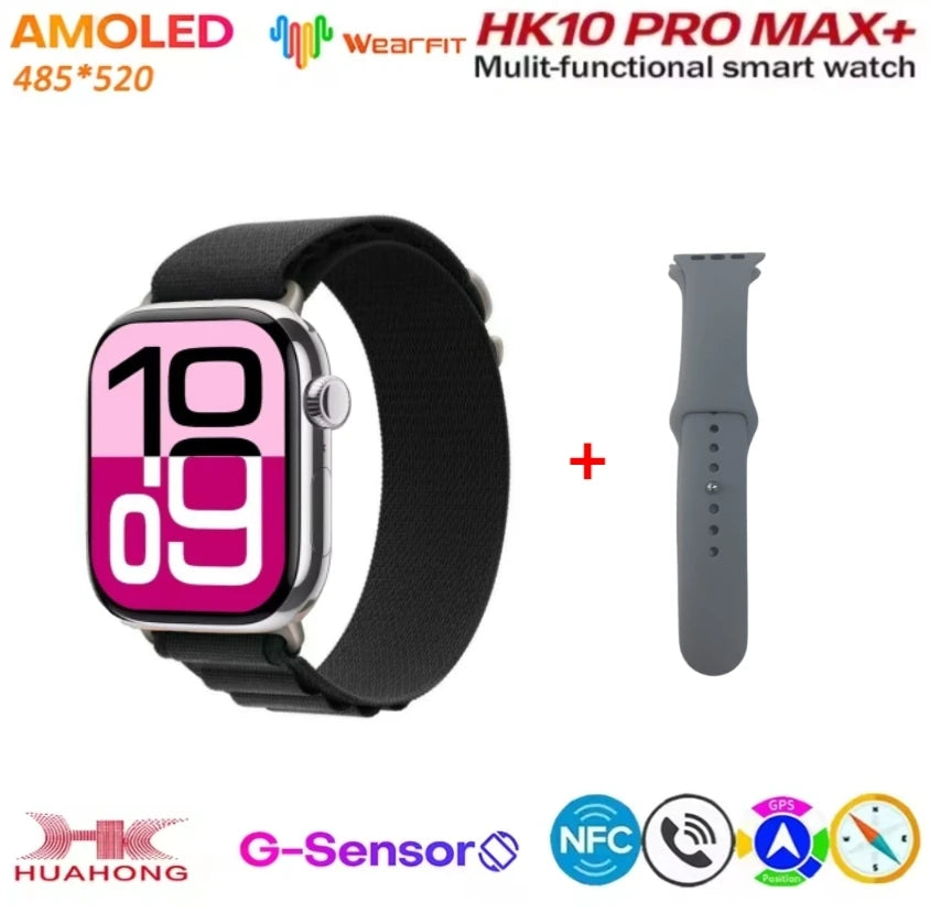 HK10 Pro Max AMOLED smartwatch 1GB ROM NFC Bluetooth 46mm local music recording men's and women's smartwatches Sersies