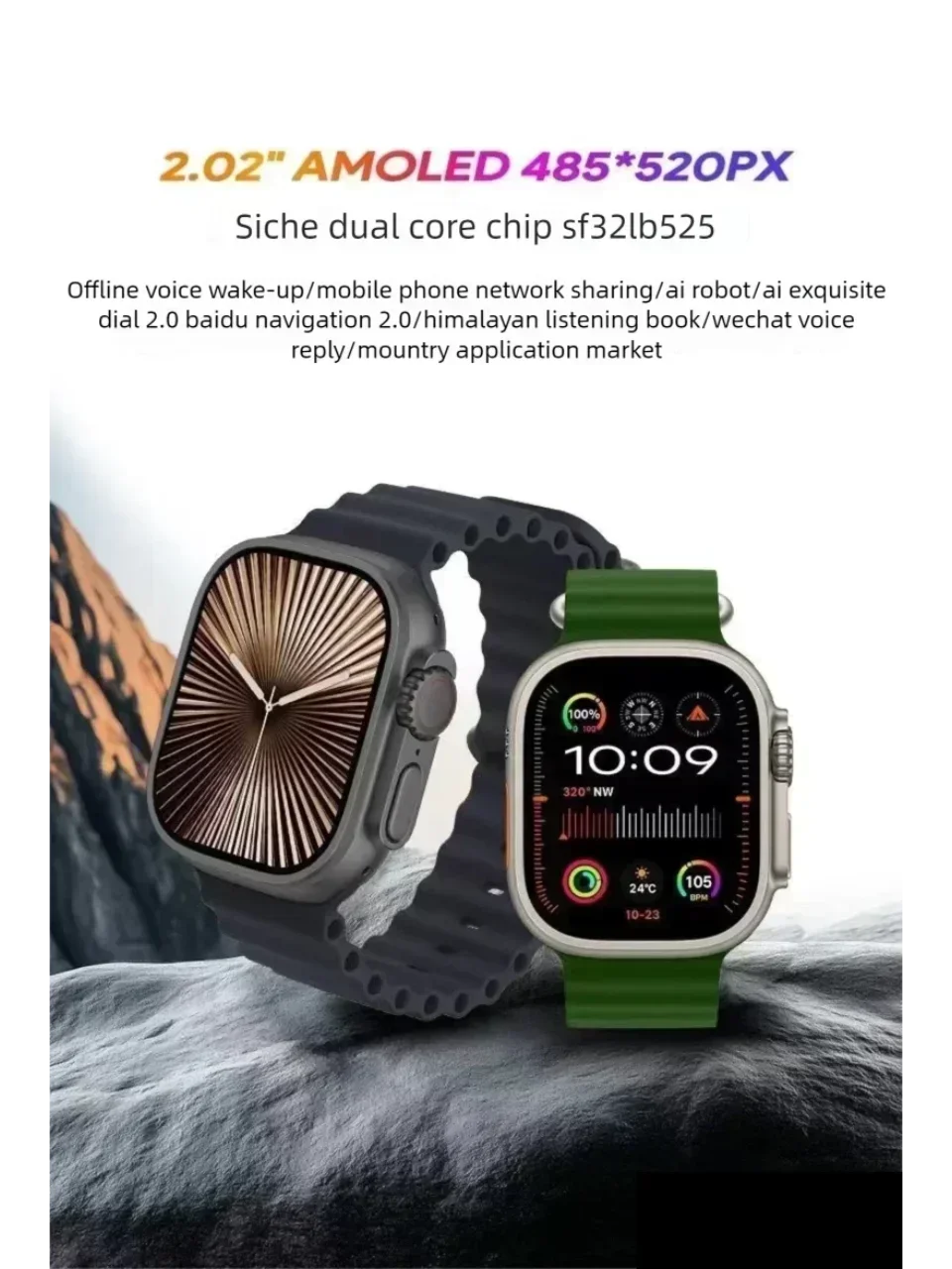 2025 Original HK10 Ultra 3 MAX Smart Watch 4GB ROM AI ROBOT Network Sharing AMOLED NFC Compass GPS Smartwatch for ISO Android