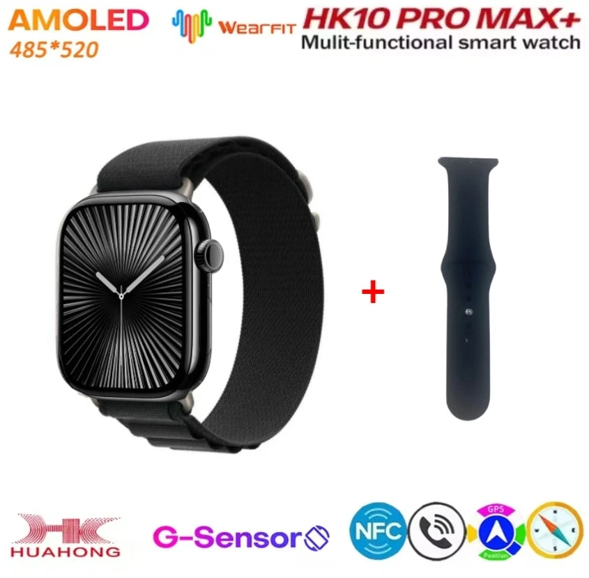 HK10 Pro Max AMOLED smartwatch 1GB ROM NFC Bluetooth 46mm local music recording men's and women's smartwatches Sersies