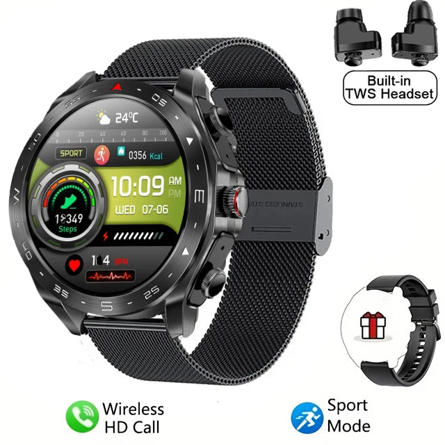 2025 New Smart Watch TWS 2-in-1 Bluetooth Earphones HIFI Sound Quality GPS Heart Rate  Bluetooth Call For Men Women Smartwatches