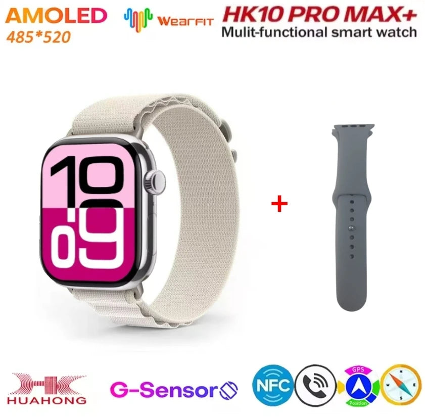 HK10 Pro Max AMOLED smartwatch 1GB ROM NFC Bluetooth 46mm local music recording men's and women's smartwatches Sersies