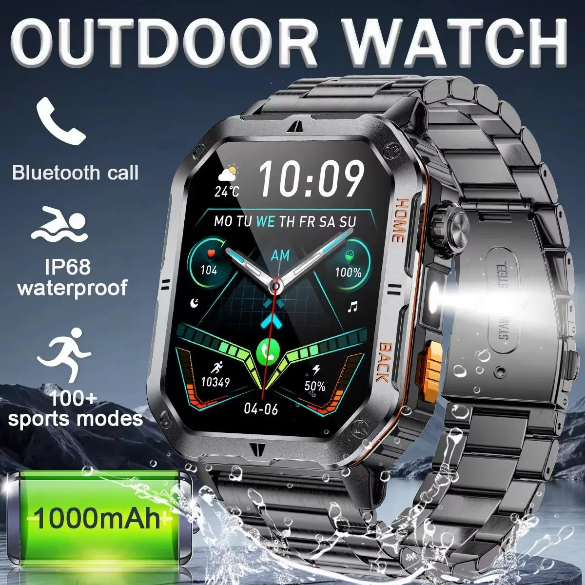 2025 Rugged Military GPS SmartWatch Men Bluetooth Call Health Monitoring AI Voice Sport Waterproof Smartwatches For Android Gift