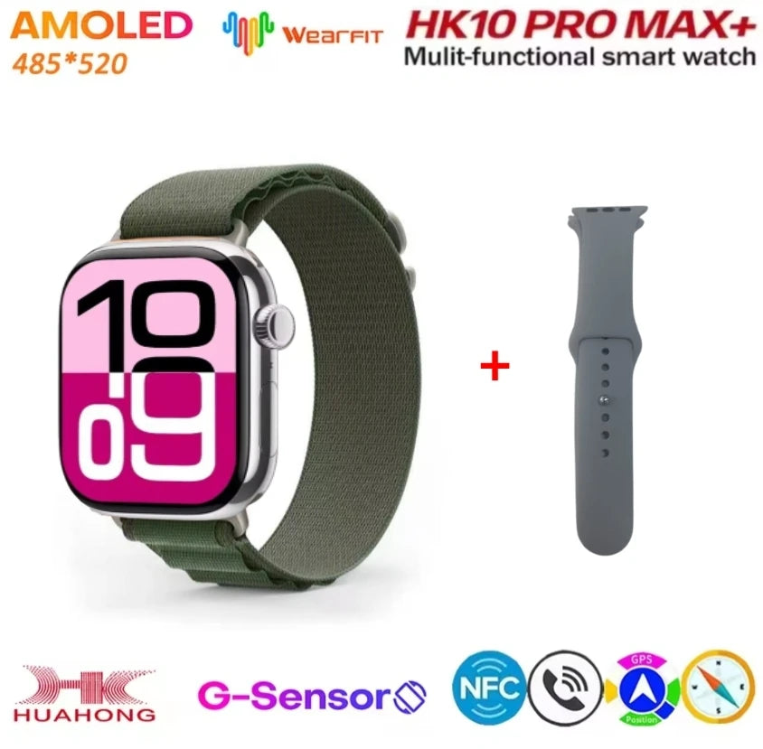 HK10 Pro Max AMOLED smartwatch 1GB ROM NFC Bluetooth 46mm local music recording men's and women's smartwatches Sersies