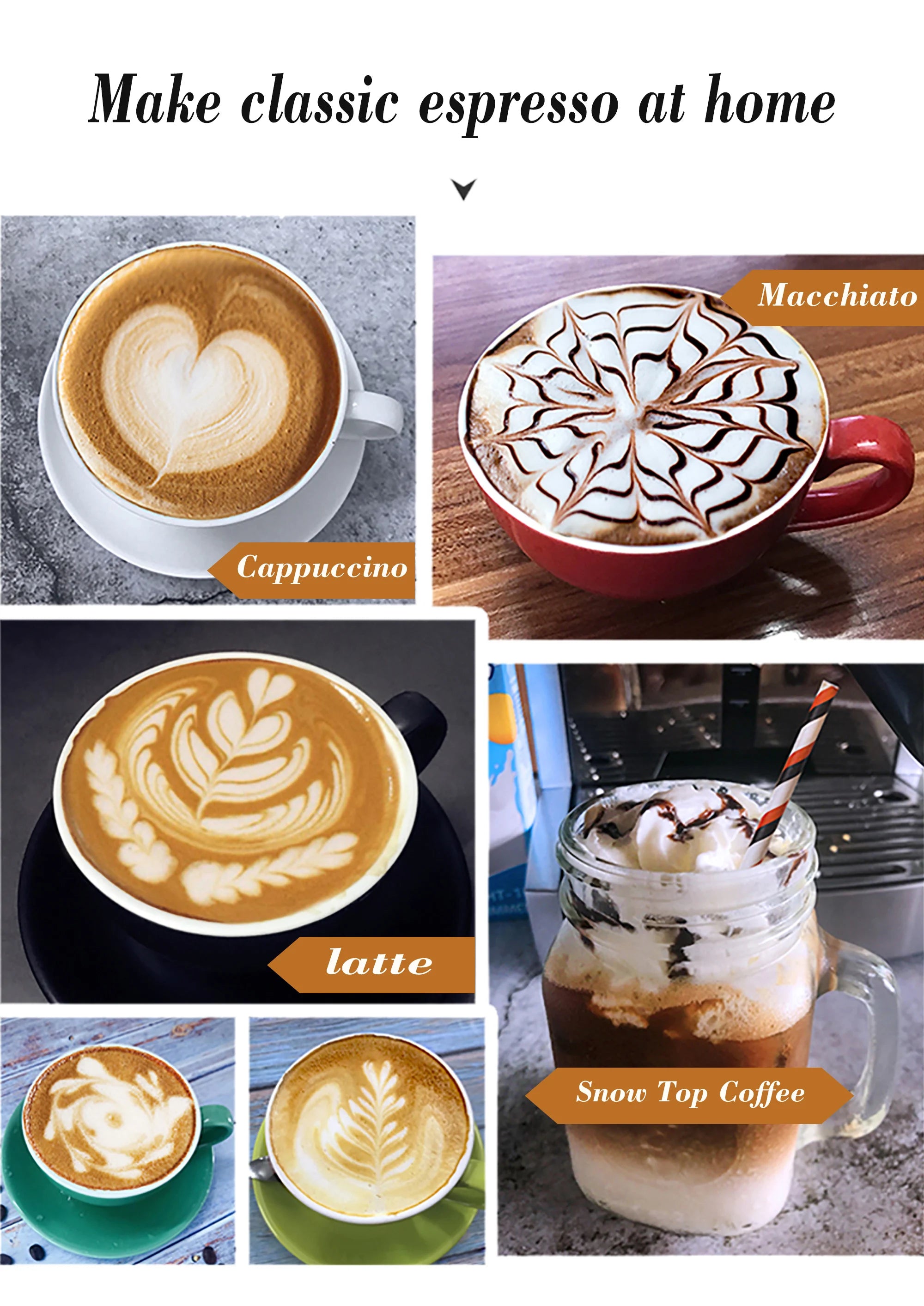 Italian Expresso Coffee Machine Dolce Milk Frother Home Appliances Electric Foam Cappuccino Coffee Maker Semi Automatic Sonifer