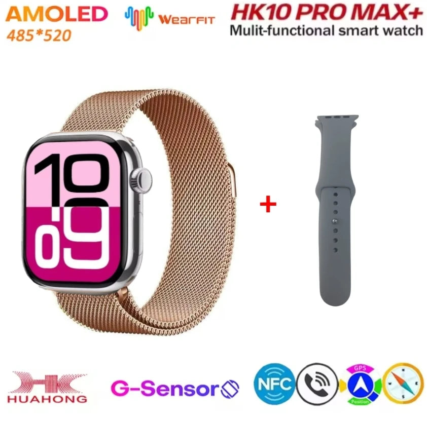 HK10 Pro Max AMOLED smartwatch 1GB ROM NFC Bluetooth 46mm local music recording men's and women's smartwatches Sersies