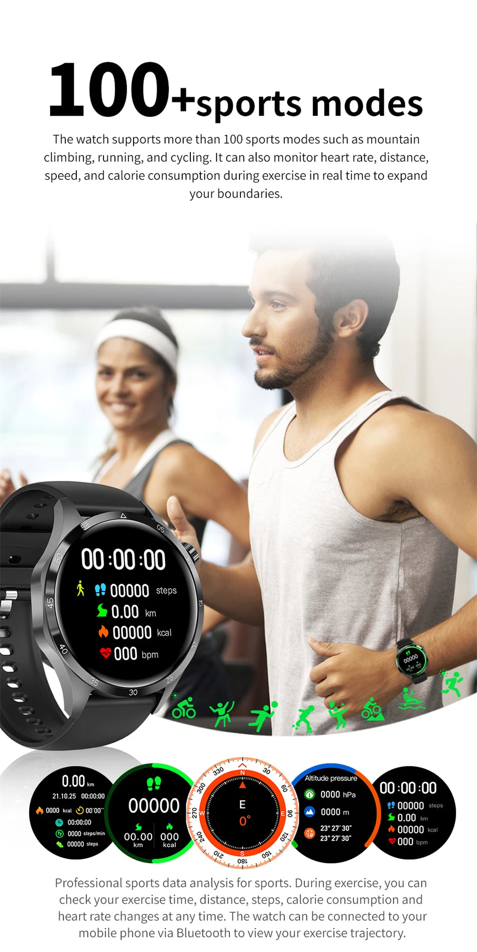 360*360 AMOLED Screen 2025 New GPS NFC Smart Watch Men Man Smartwatch Heart rate Bluetooth Call IP67 Waterproof For Android IOS